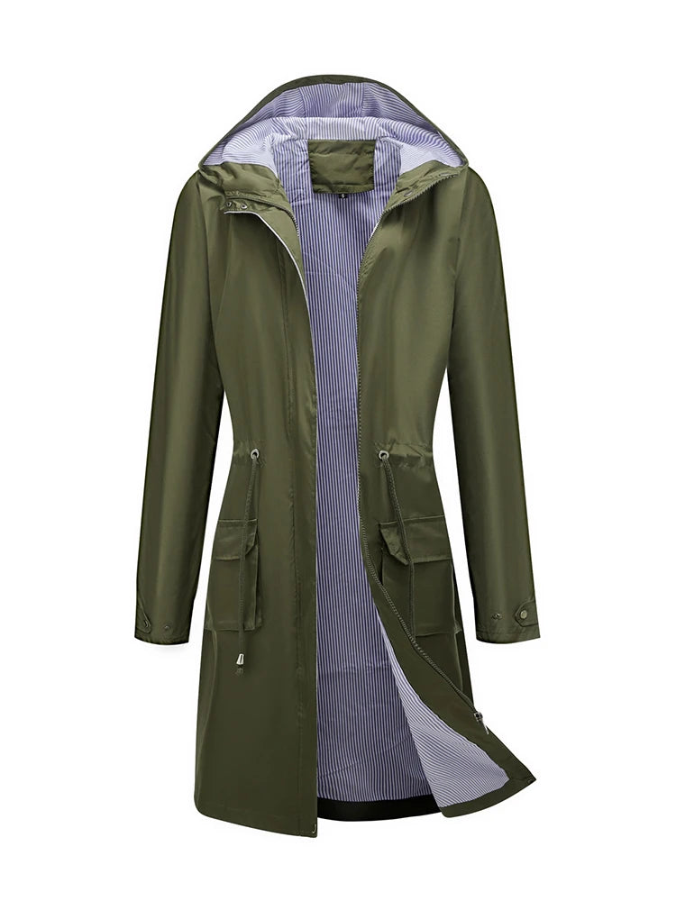 Lisa: Waterdichte trenchcoat/jas met capuchon - herfstwindjack voor dames