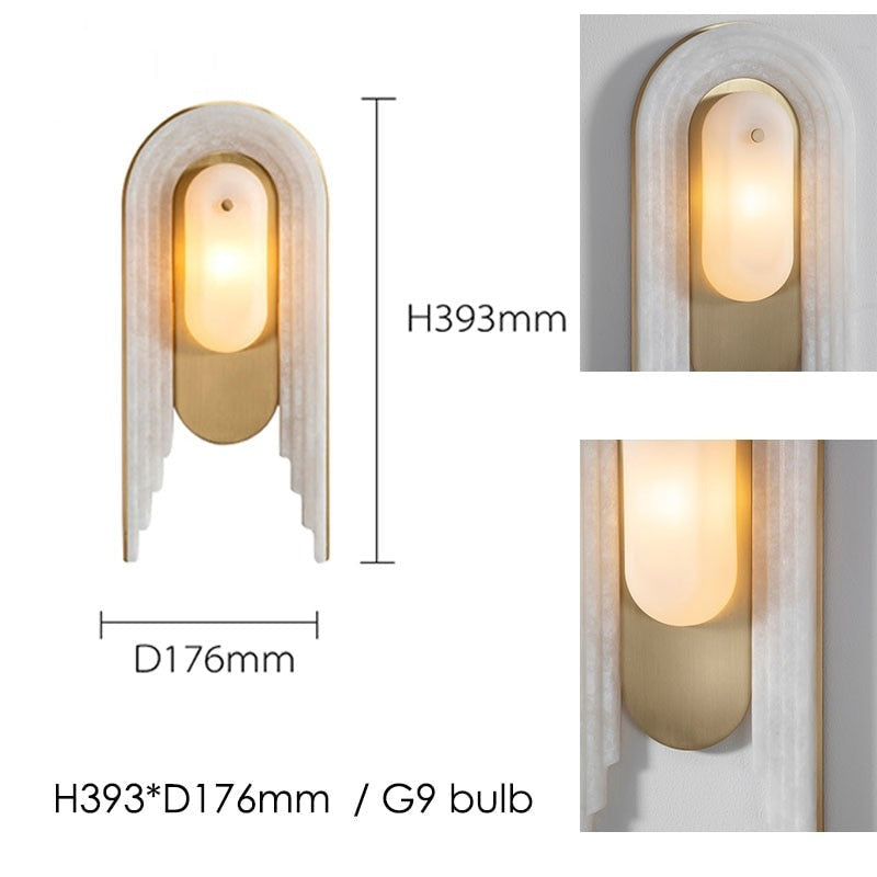 IIS Luxe matmarmeren wandlamp G9 koper-gouden wandkandelaar