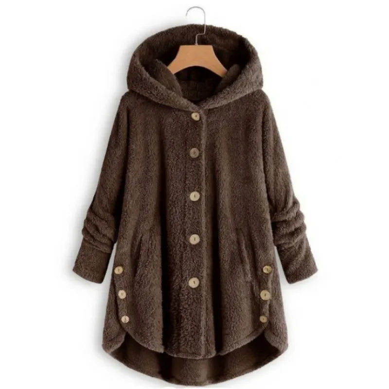 Martha Cozy Autumn Winter Plush Hooded Teddy Coat