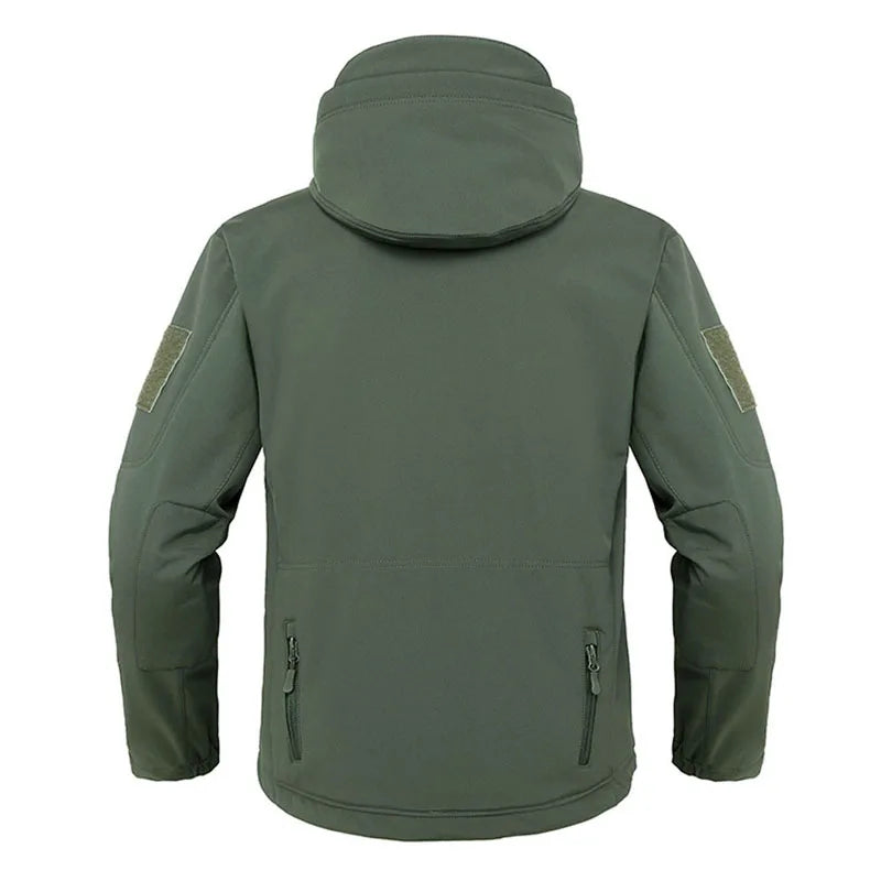 Military Shark Skin Soft Shell -takki - Tactical tuulen- ja vedenpitävä lämmin hupullinen takki