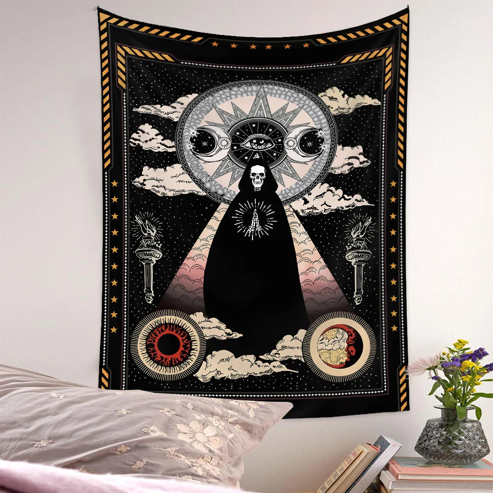 Tapiz de tarot nupcial con calaveras