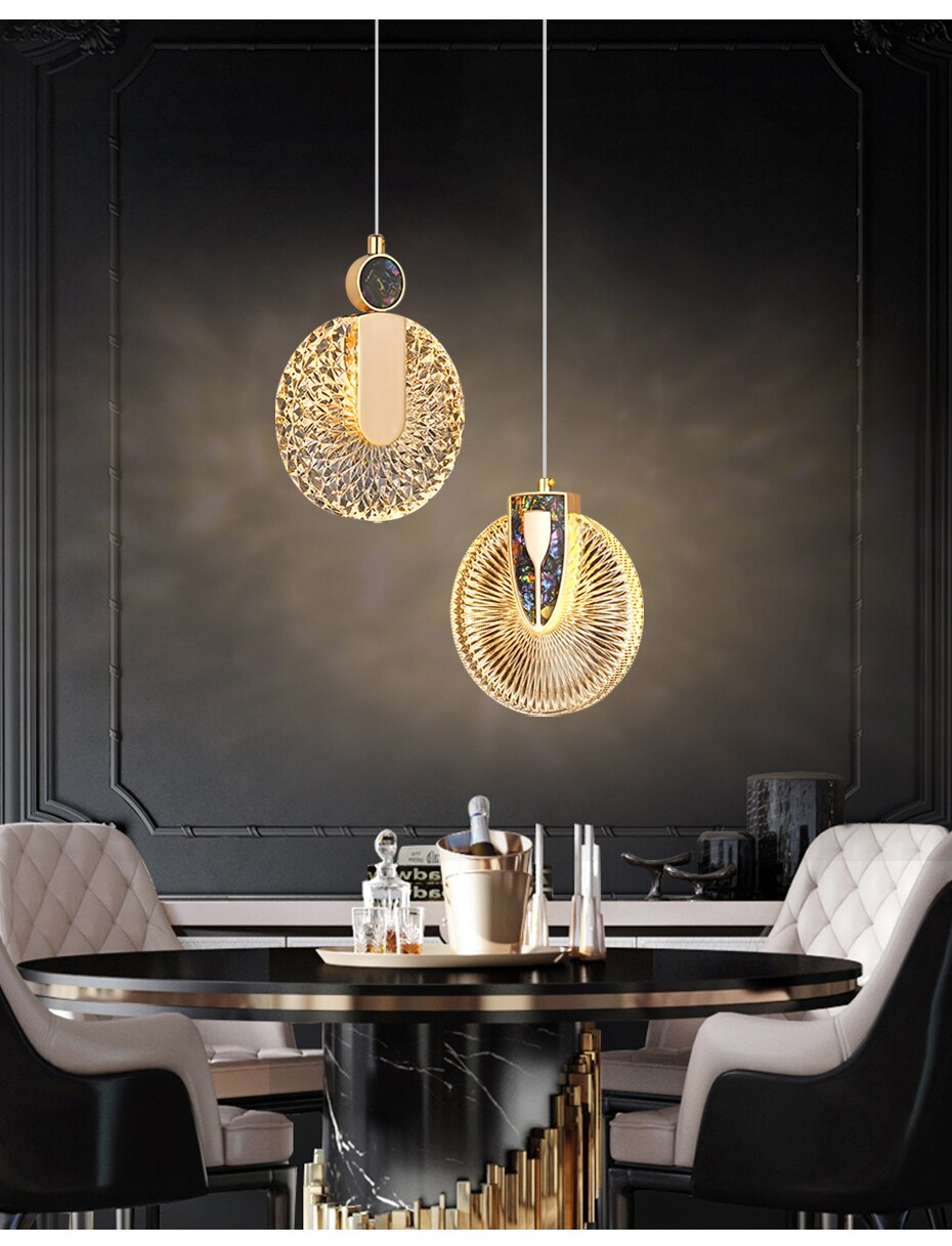 DUN Luxe gouden led-hanglamp ronde kristallen hanglamp