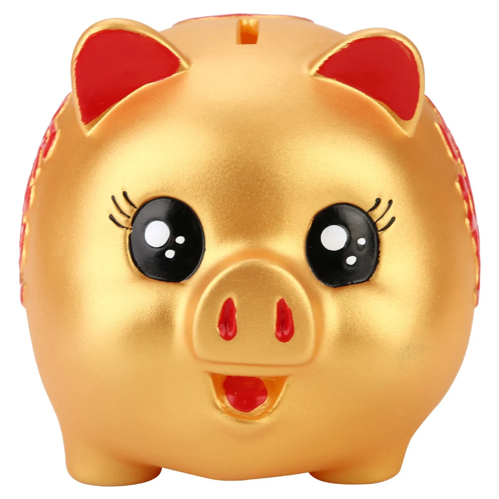 Sara Golden Piggy Bank – Cute Small Coin Saving Box for Kids & Home Décor