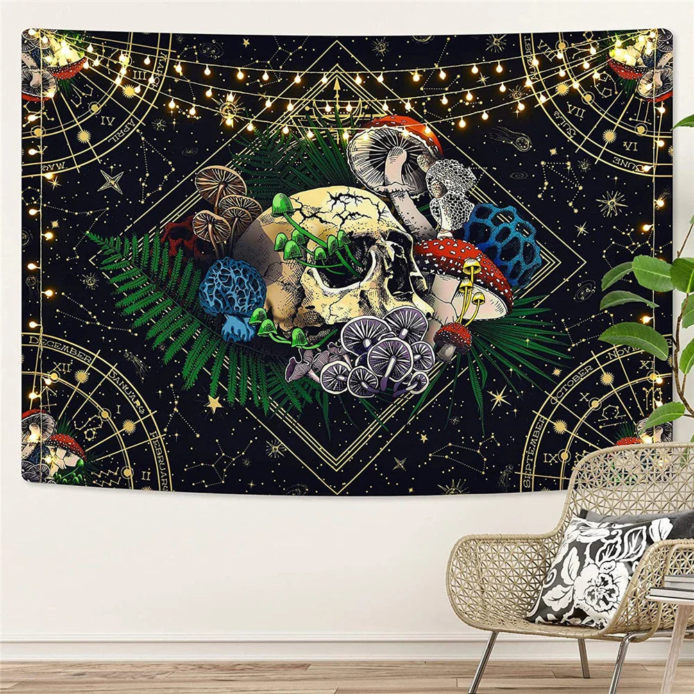 Skull Bryllup Tarot Tapestry