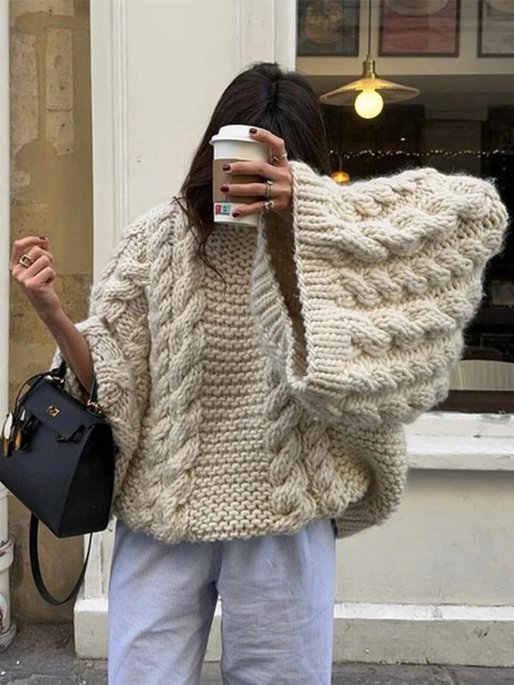 Emma's Cozy Knit - Oversized Casual Genser for kvinner