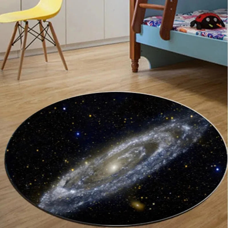 Sara Round Sponge Carpet - Earth & Mars Pattern Anti-Slip Floor Mat