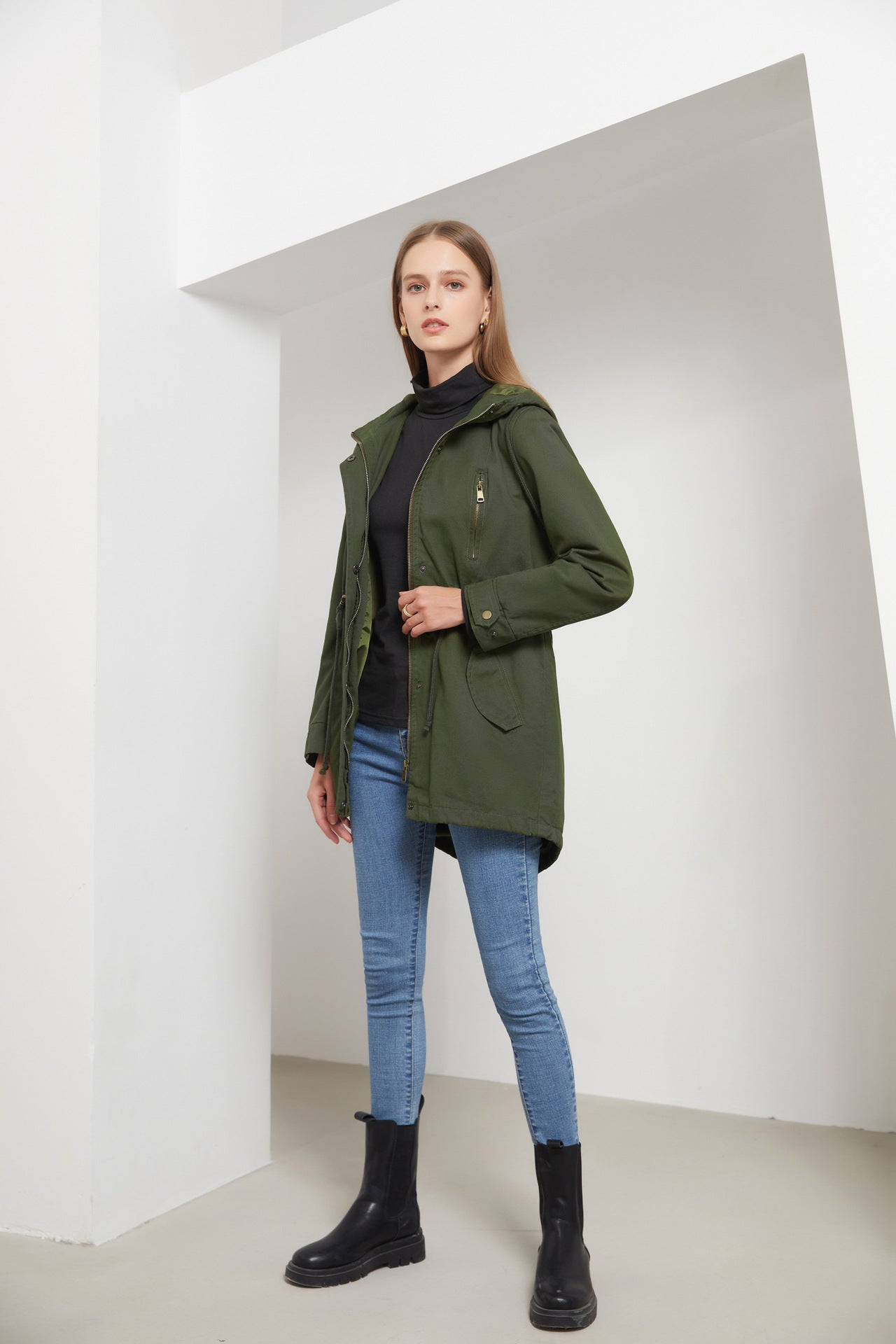 Lena: Katoenen trenchcoat/jas met capuchon - Lente- en herfstwindjack voor dames