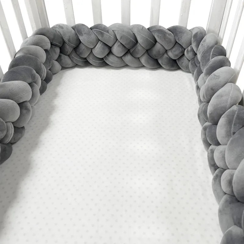 Baby Knot Bed Bumper & Nest - White, Light Grey & Dark Grey