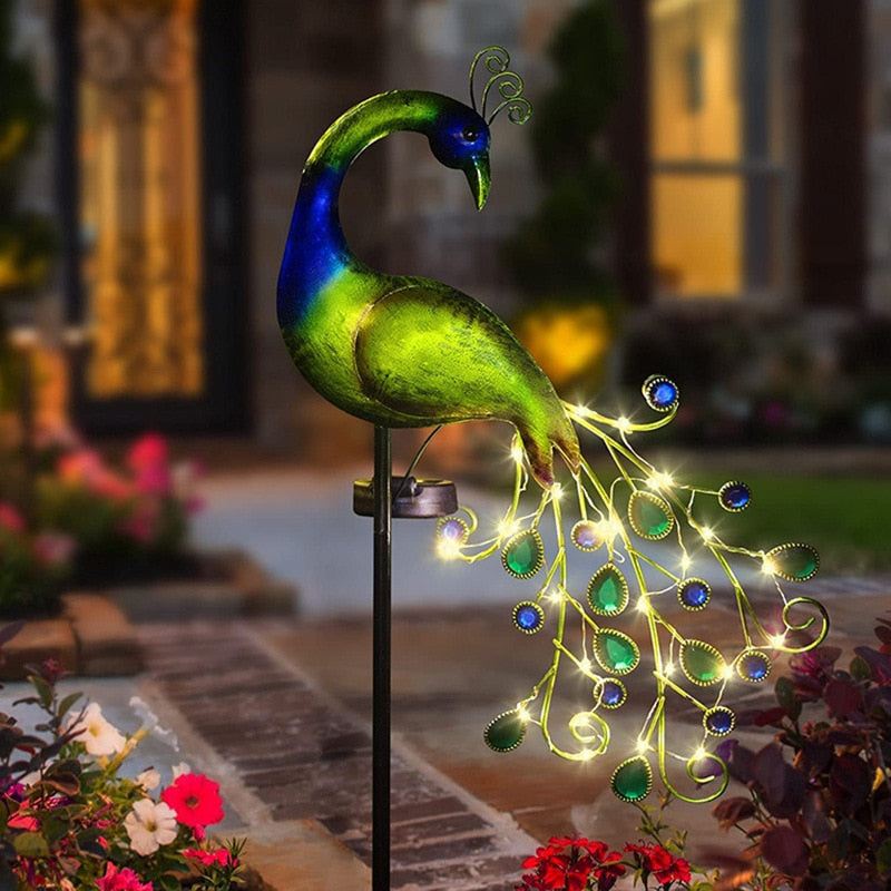 Pfau LED Solarbetriebenes Licht Wasserdichter Feengarten – Rasenlichter