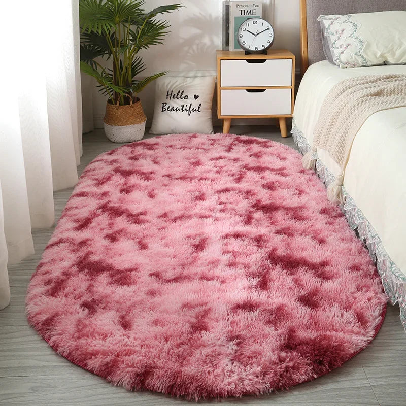 Sara Fluffy Tie-Dye Anti-Slip Rug – Soft Plush Carpet for Home Décor