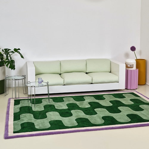 Tapis de chambre en peluche à damier