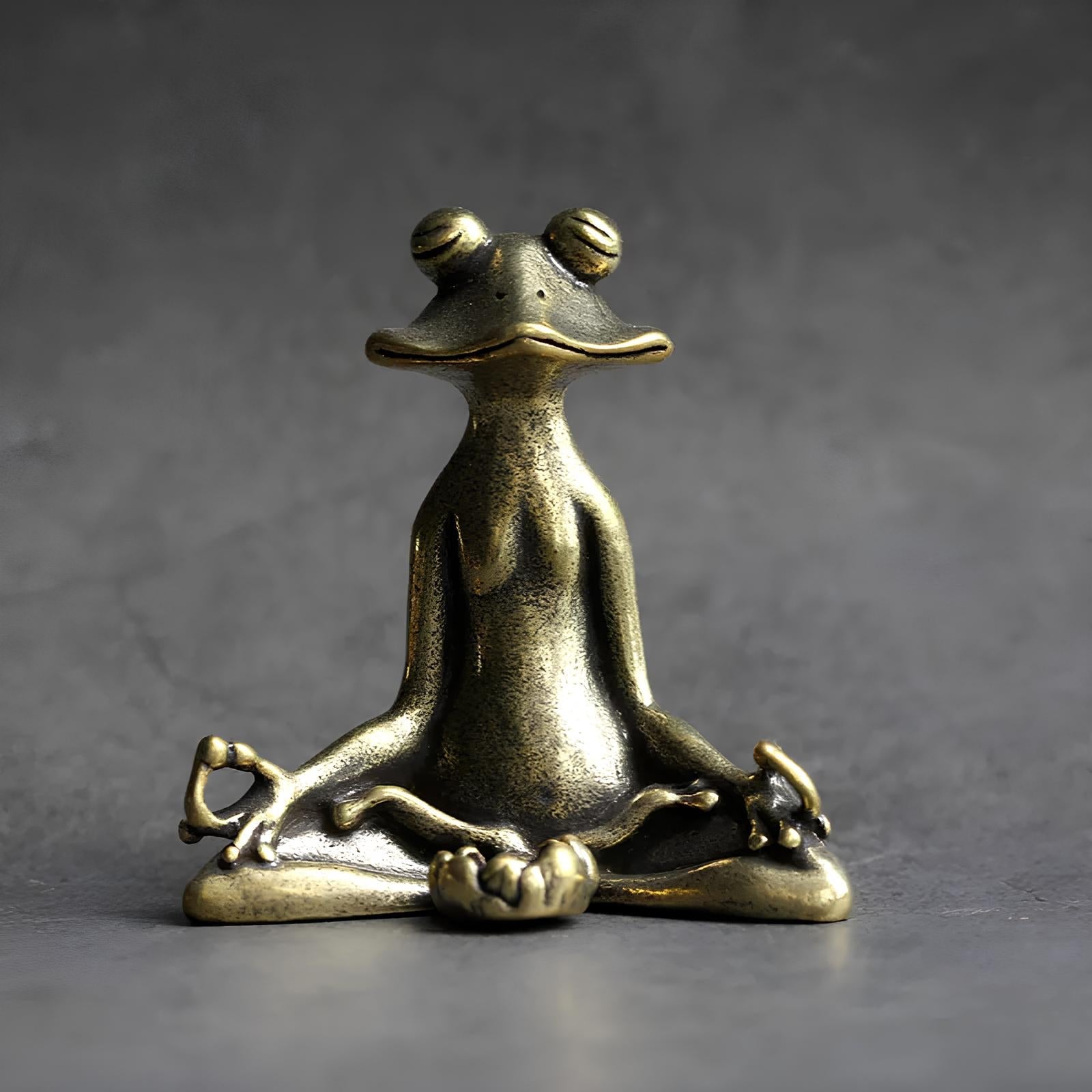 Brass Colour Meditating Frog Figurine Incense Holder – Zen Décor for Mindfulness and Meditation