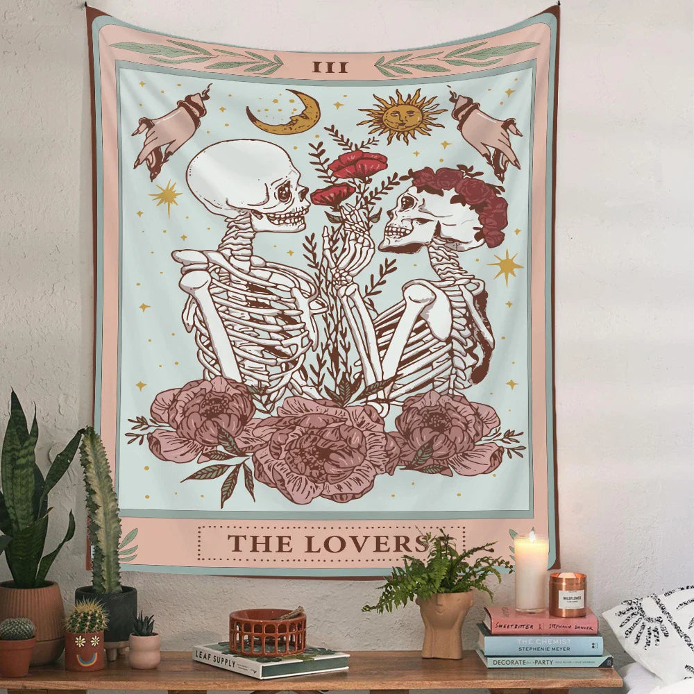 Skull Bryllup Tarot Tapestry