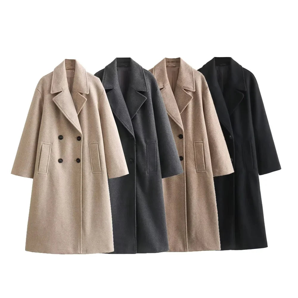 PB&ZA: Wool Blend Autumn/Winter Long Coat/Jacket