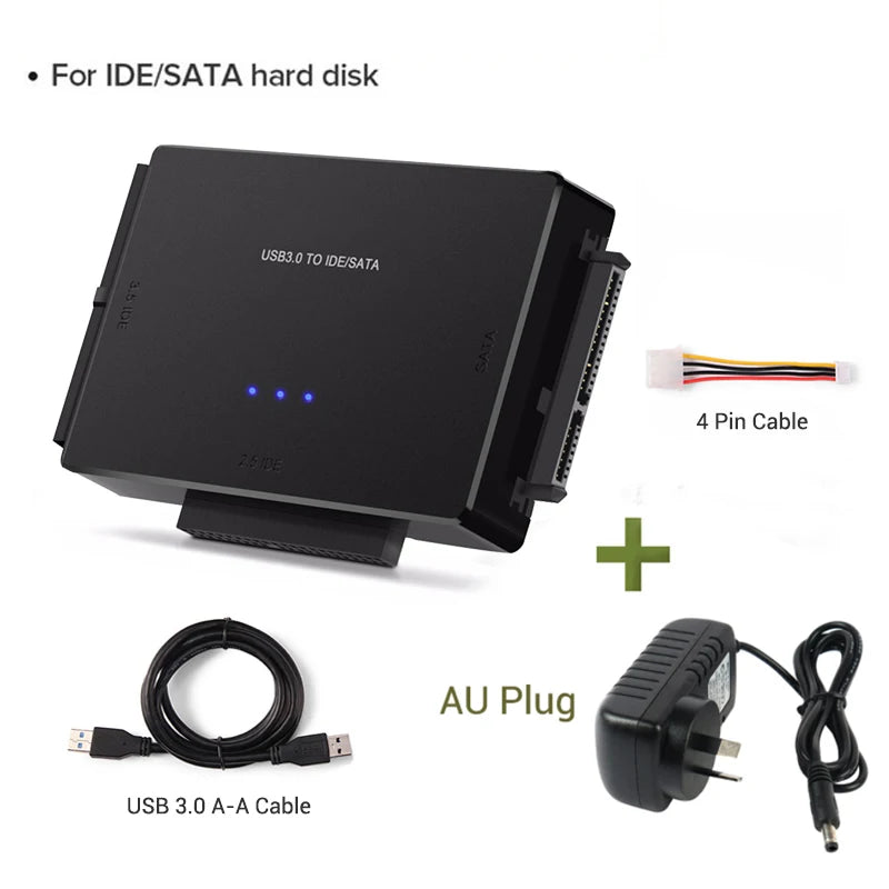 Adattatore SATA/IDE a USB 3.0 – Convertitore disco rigido per HDD SATA/IDE da 2,5/3,5 pollici, SSD, CD/DVD-ROM, supporta fino a 6 TB per PC e Mac