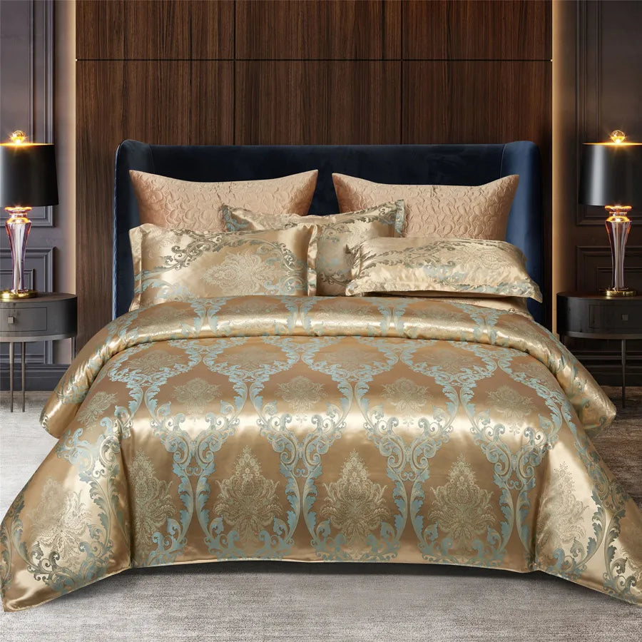 Wostar Copripiumino jacquard in rayon satinato 220x240 Set copripiumino estivo per letto matrimoniale di lusso