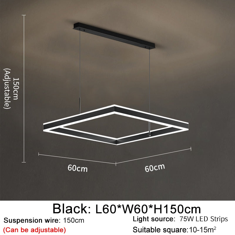 YLK Kare - Moderne led lysekrone for stue luksus kvadratisk design