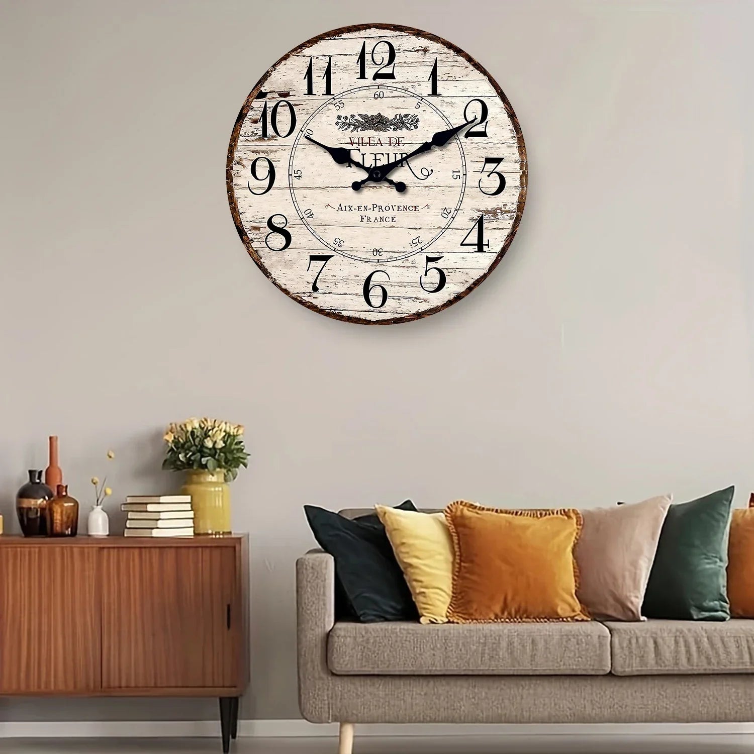 CountryTime – Horloge murale rustique sans tic-tac