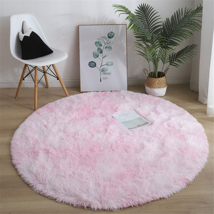 Tapis rond doux et moelleux