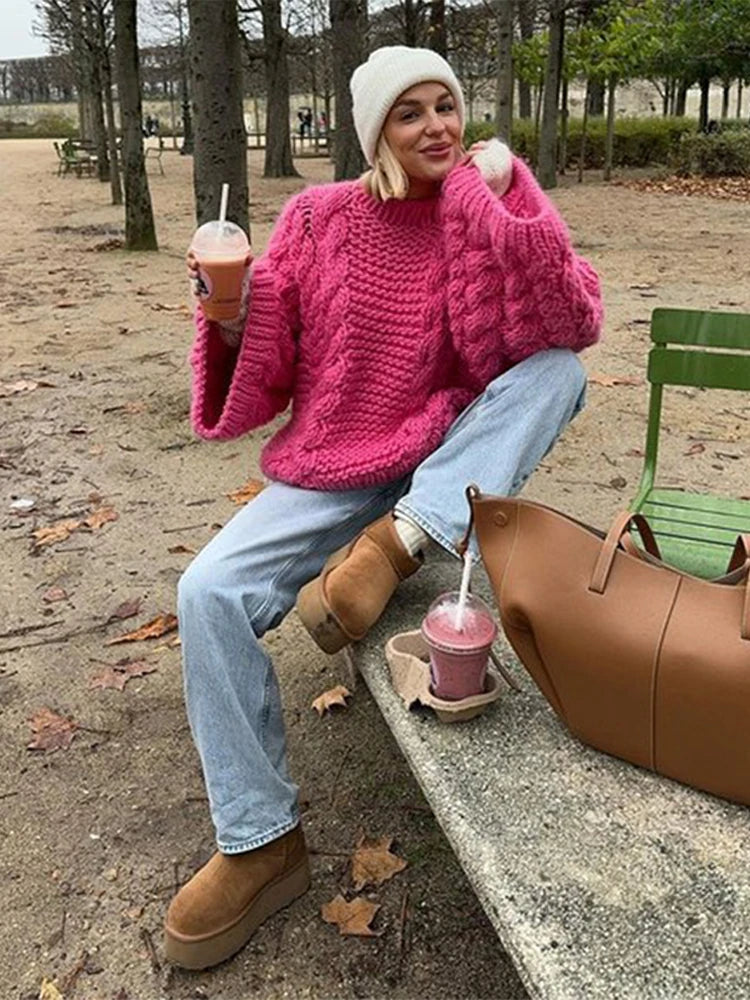 Emma's Cozy Knit - Oversized Casual tröja för kvinnor