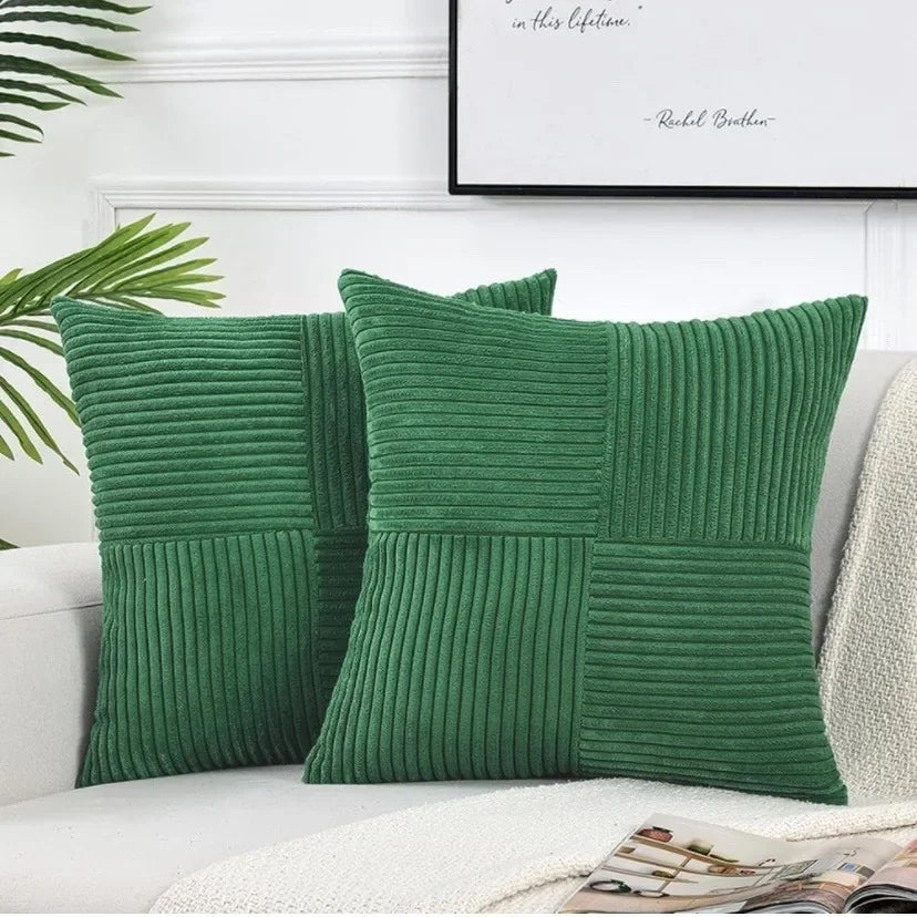 StripeCozy - Funda de cojín de pana suave para decoración del hogar