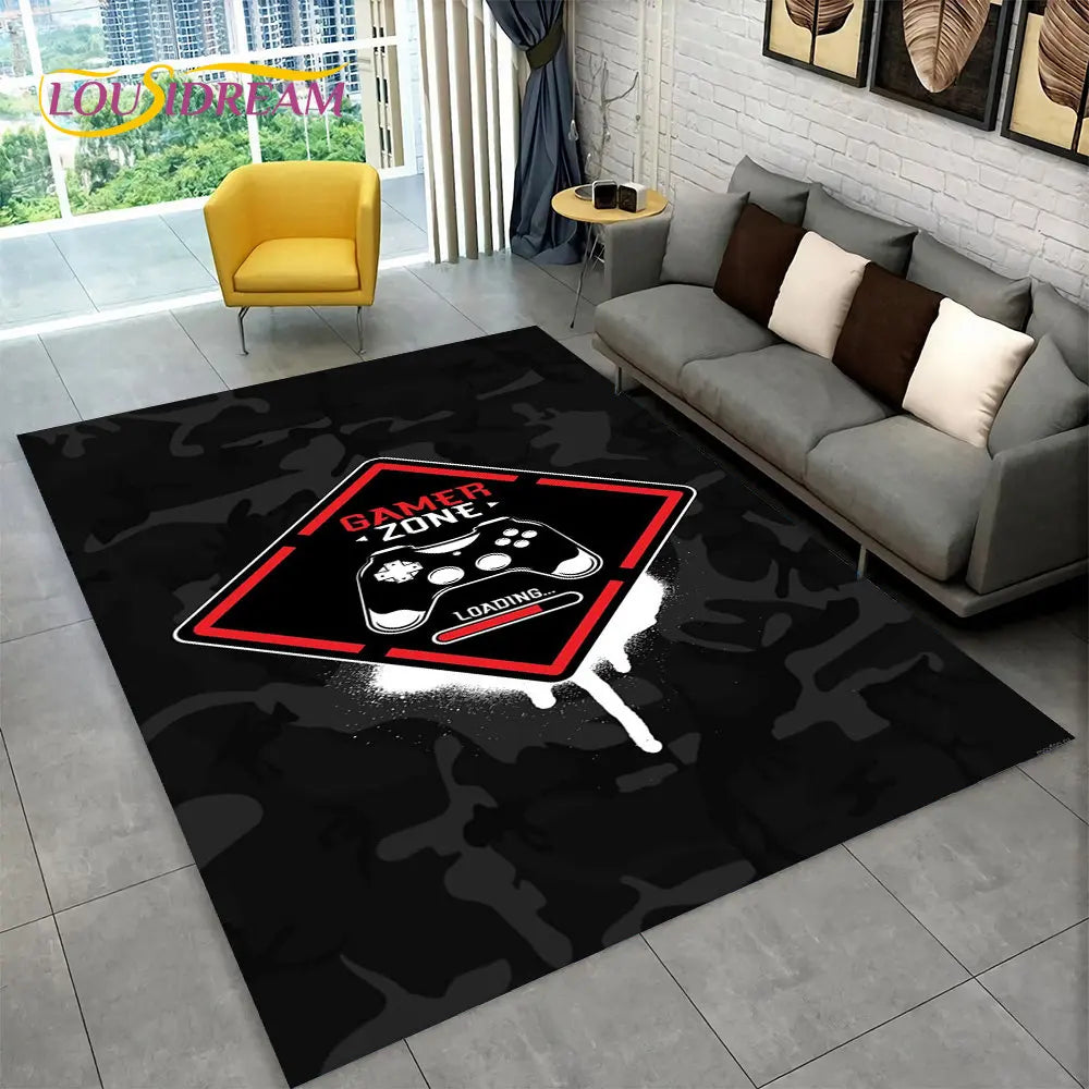 Tapis de jeu Alex 3D Gamer - Grand tapis antidérapant pour enfants et salon