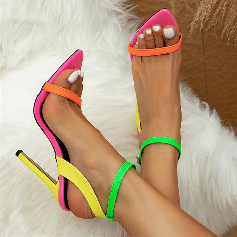 Neon Nights Rainbow stiletto hakken schoenen