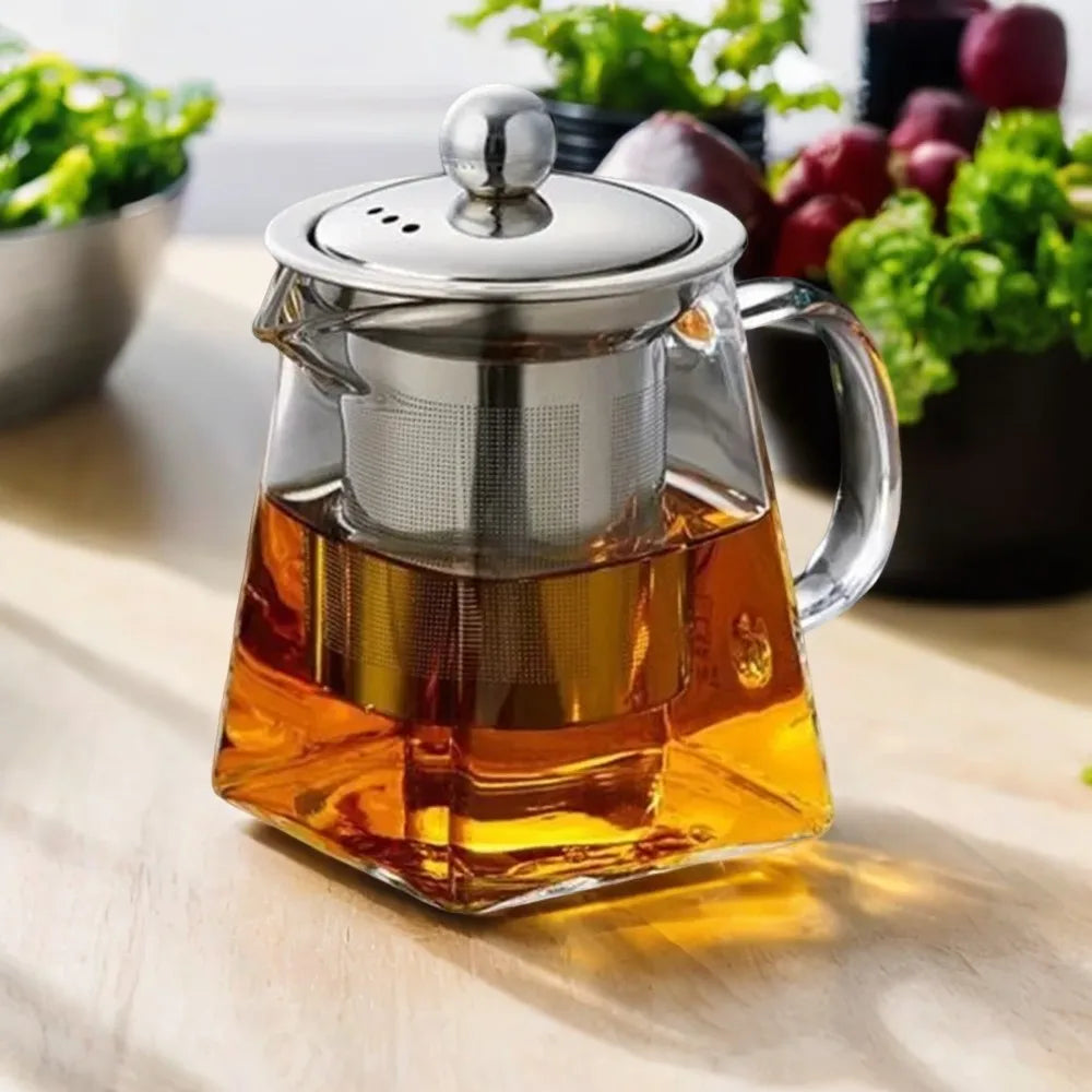 Elegant glas tekanna och vattenkokare med infuser – Perfekt bryggd teset för kök, matplats och hemmet