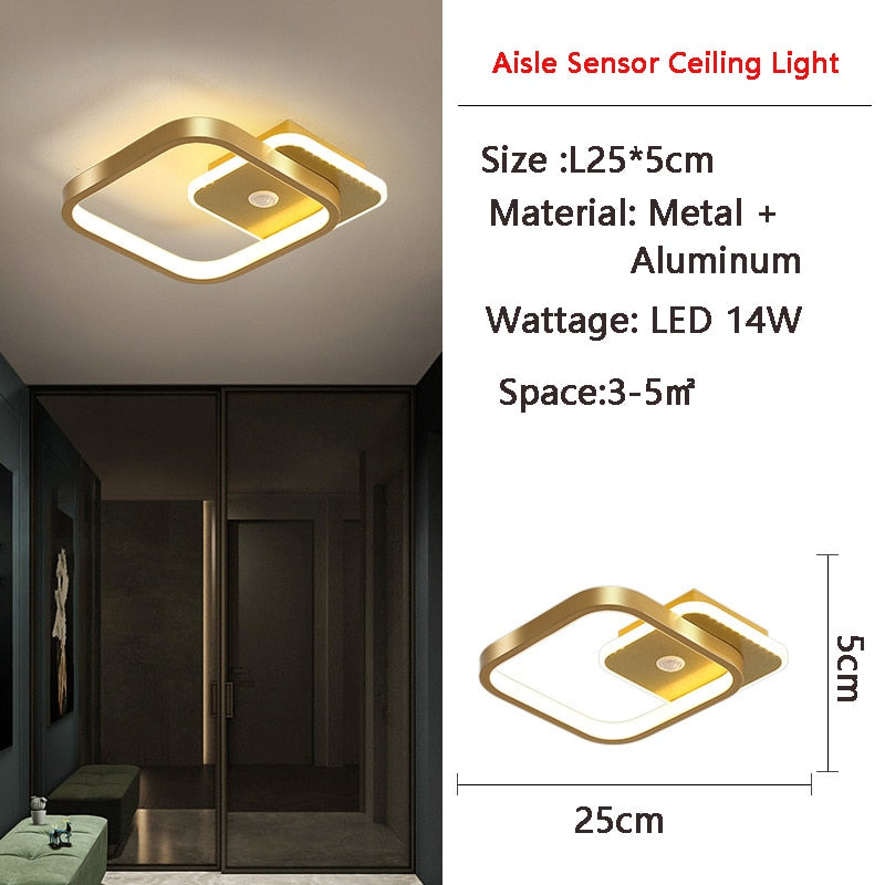 Plafonnier LED avec capteur de mouvement PIR humain, pour couloir de chambre à coucher