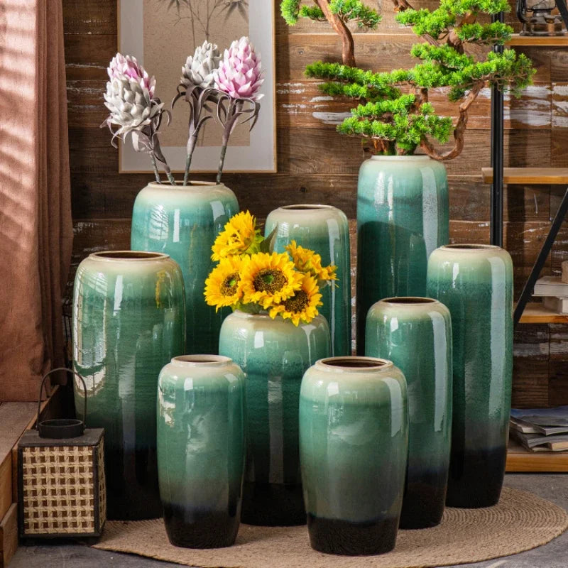 Design Grand Vase Vintage Hohe Boden Zylinder Pflanze Blumen Vasen Luxus Jarrones Decorativos Moderno Nordic Stil Wohnkultur