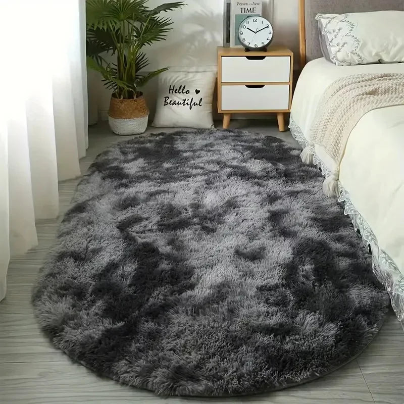 Sara Fluffy Tie-Dye Anti-Slip Rug – Soft Plush Carpet for Home Décor