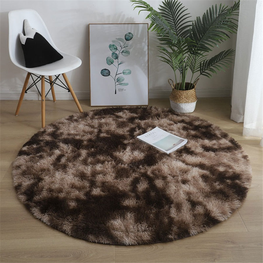 Tapis rond doux et moelleux