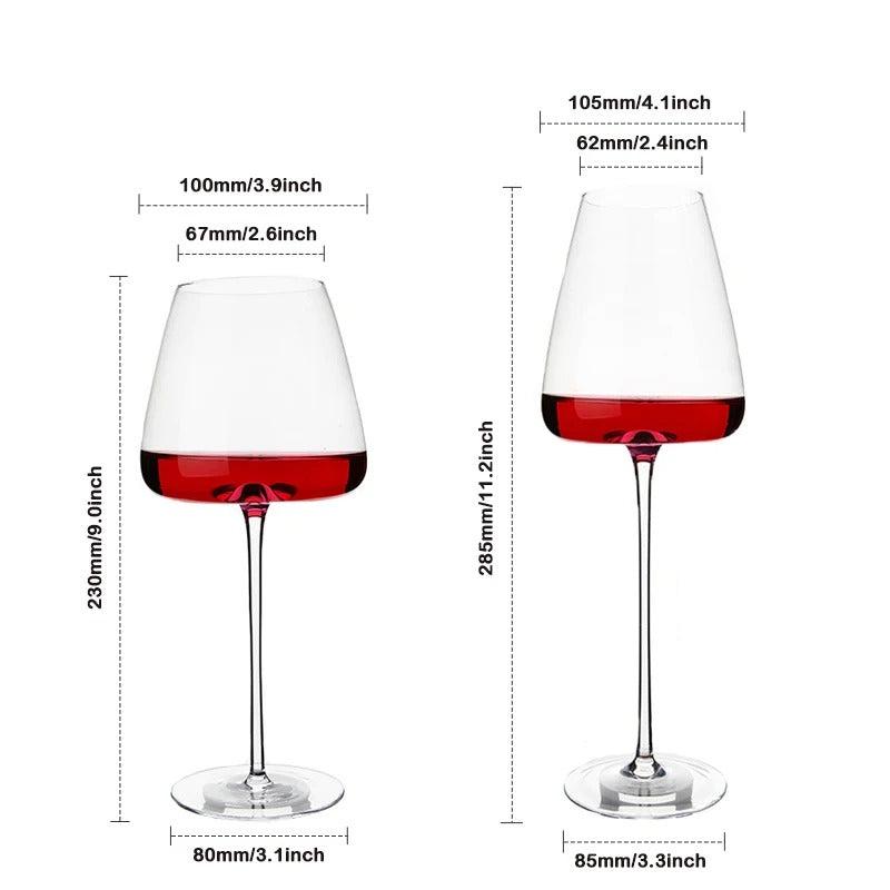 Sett med 2, 4 og 6 håndlagde krystallvin- og champagneglass - 4 størrelser