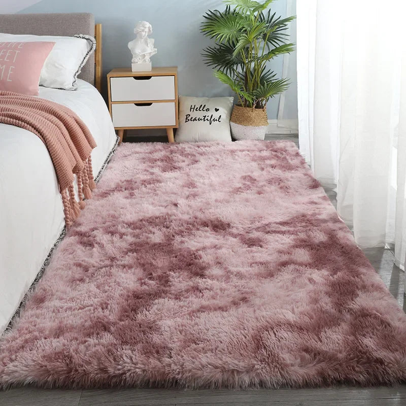 Sara’s Nordic Silk Tie-Dye Plush Carpet – Modern Bedroom & Living Room Rug