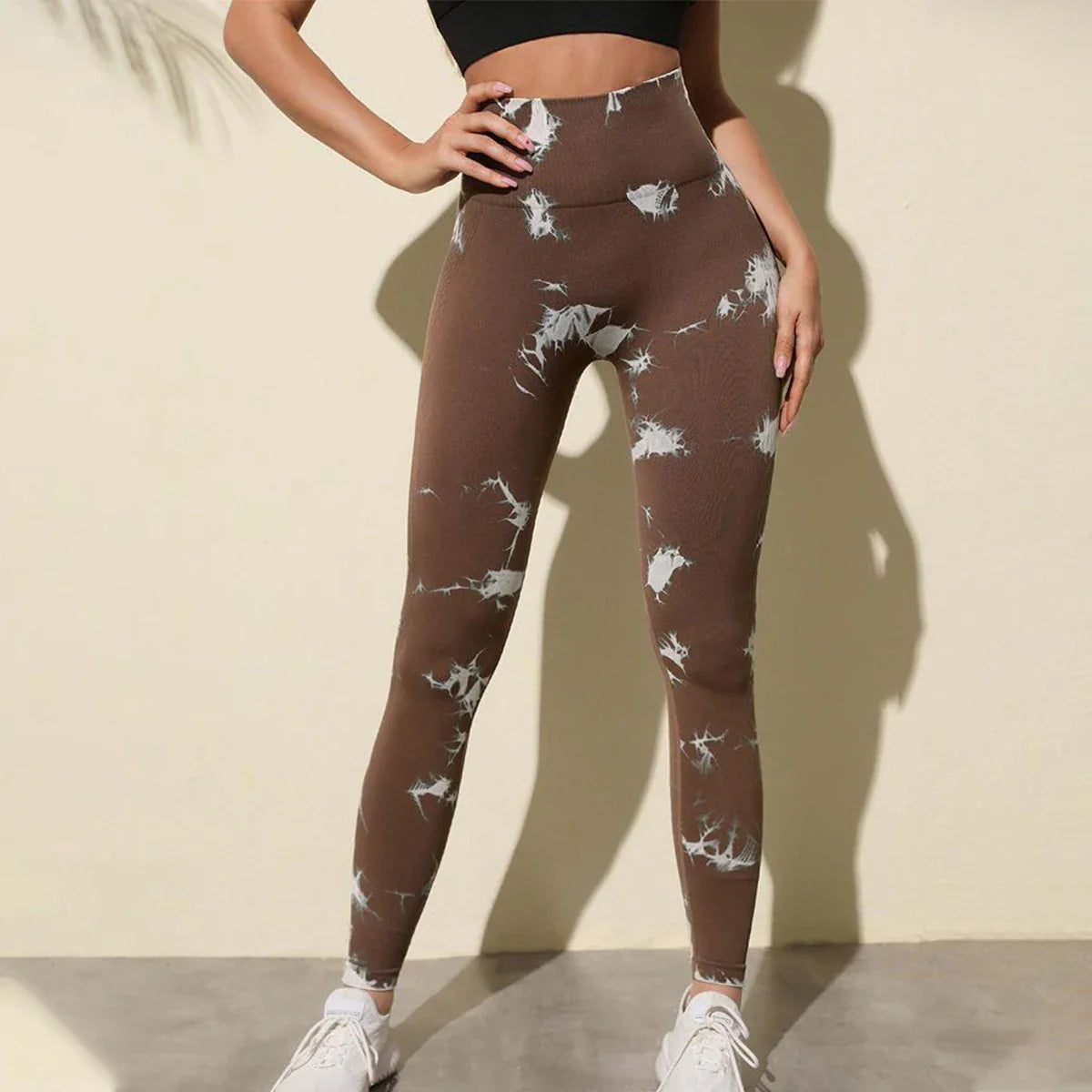 Zökkenőmentes Batikolt Magas Derék Leggings