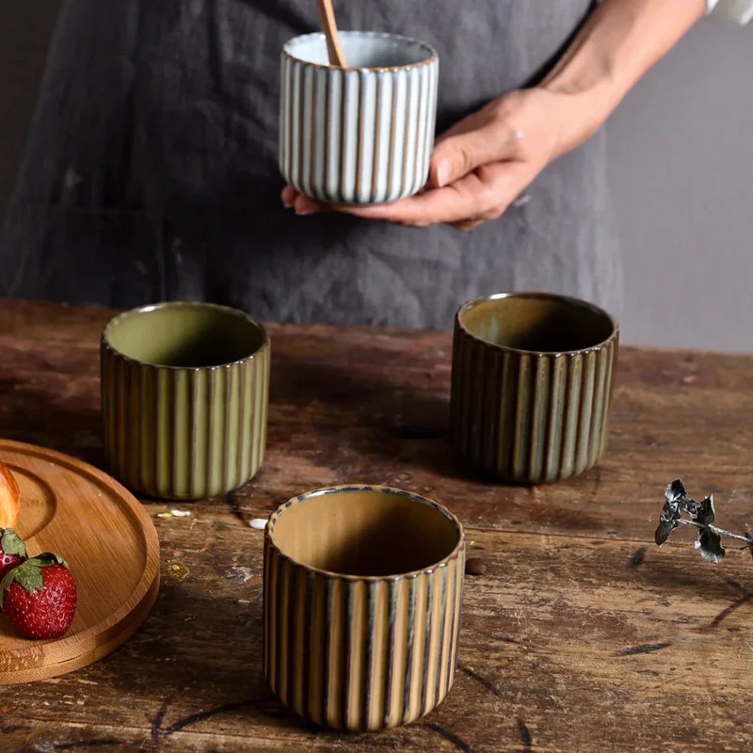 Japansk-inspirerad retro keramik tekopp – Elegant porslin sake- och kaffemugg