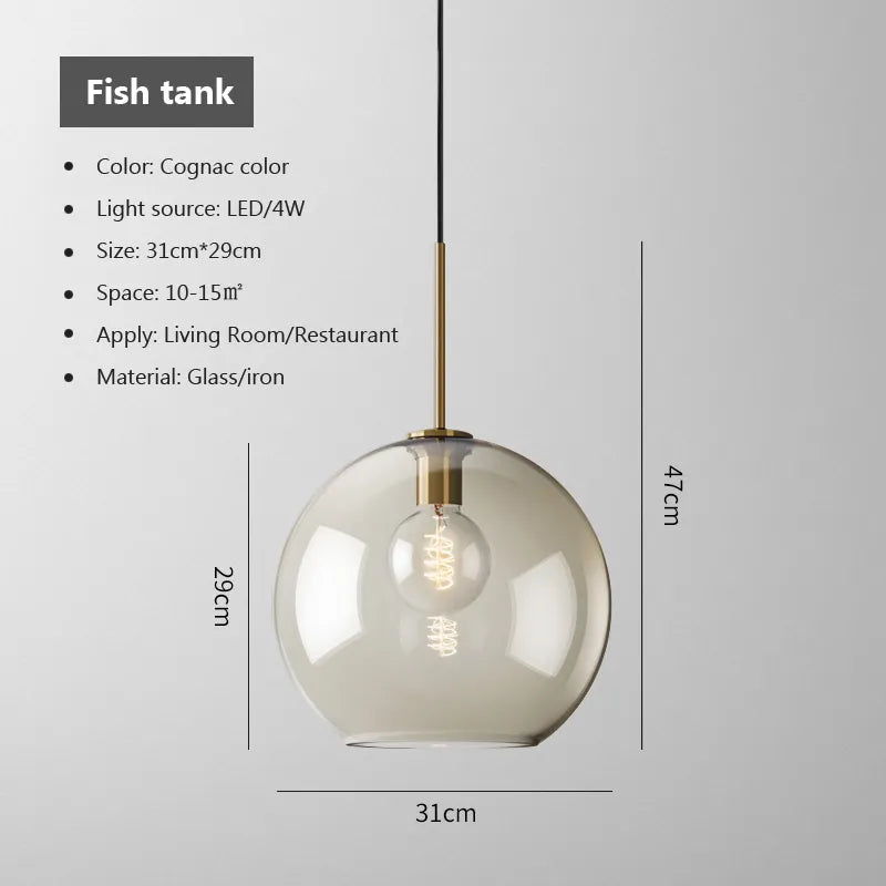 Nordic Industrial Style Glass Modern Luxury Led Pendant