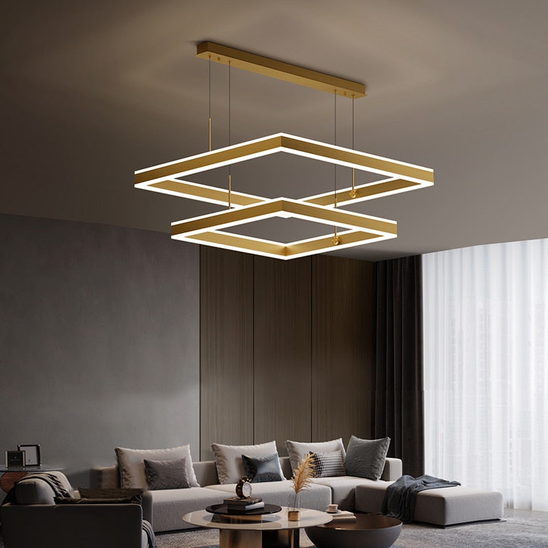 YLK Kare - Moderne led lysekrone for stue luksus kvadratisk design