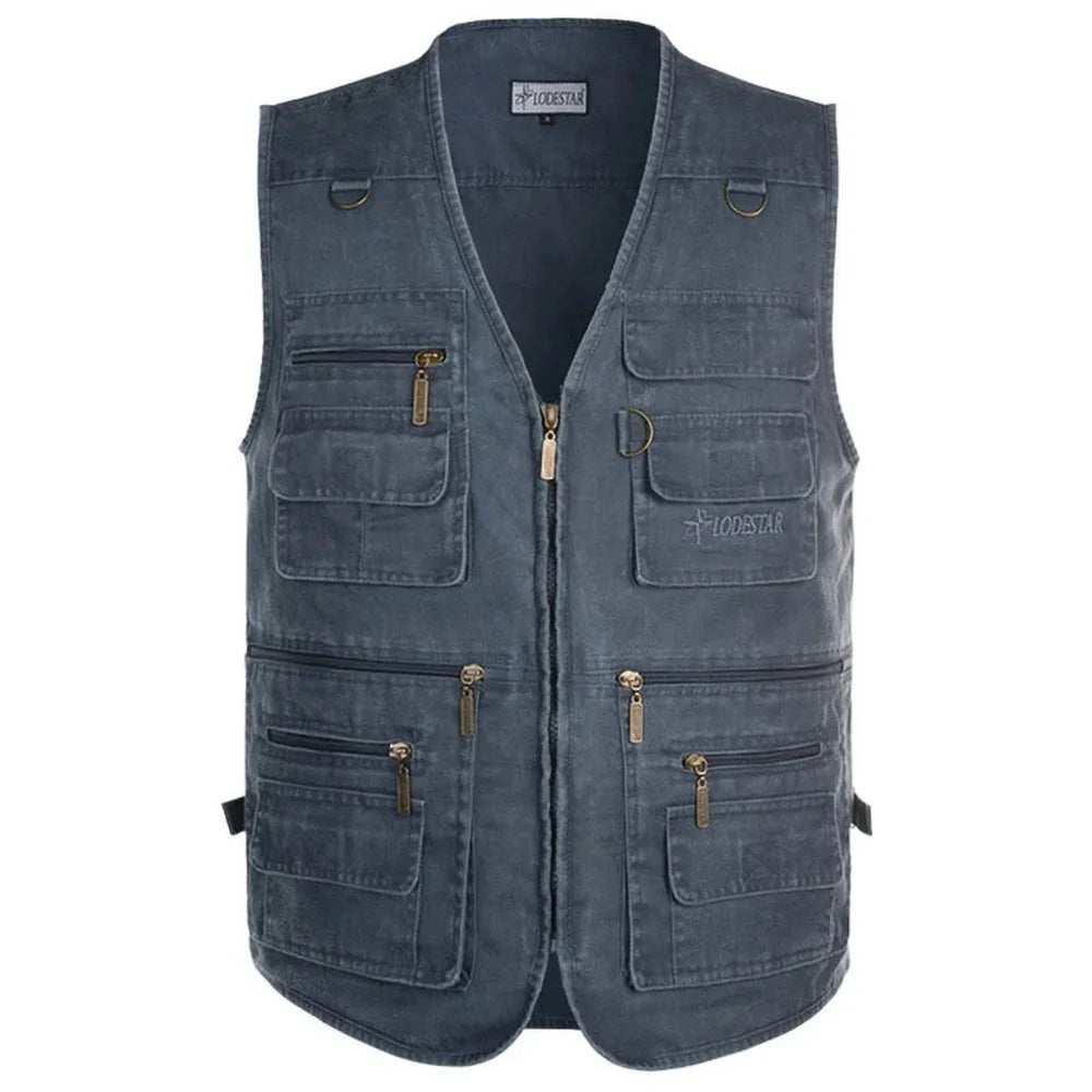 Gilet cargo sans manches en coton | Gilet 16 poches