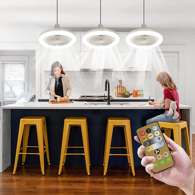 Ventilateur de plafond avec lumière, à visser dans n'importe quelle douille de lampe, avec télécommande