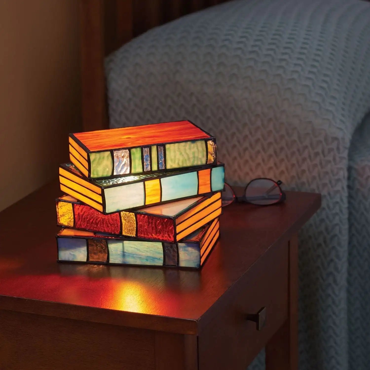 GlassNovel - Colored Glass Book Lamp