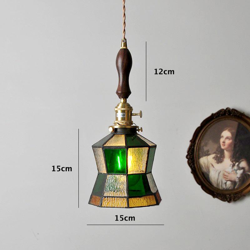 Lampe LED suspendue en verre teinté de style vintage - Ampoule incluse