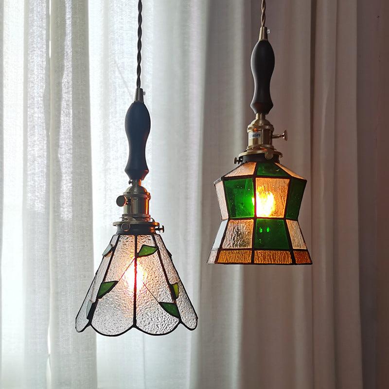 Lampe LED suspendue en verre teinté de style vintage - Ampoule incluse