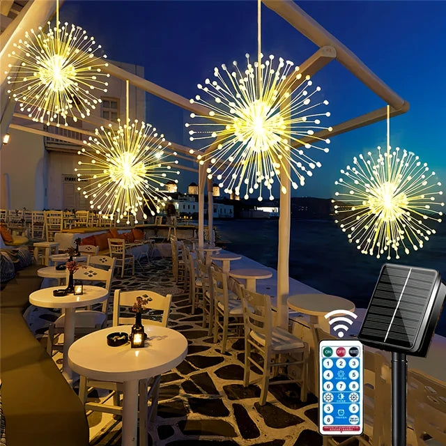 NebulaGlow - Lampe solaire suspendue en forme de feu d'artifice