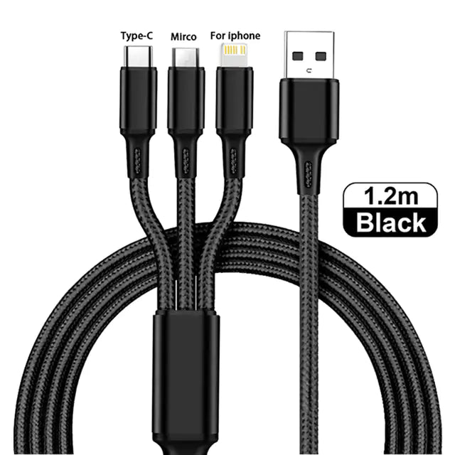 Cable USB 3 en 1 Tipo C – Cable universal de carga y datos