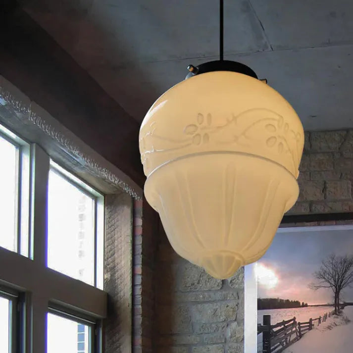 VintageGlow – Lampe à Suspension Géométrique en Verre Mat