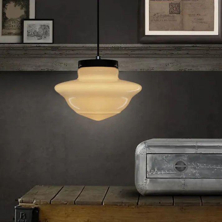 VintageGlow – Lampe à Suspension Géométrique en Verre Mat