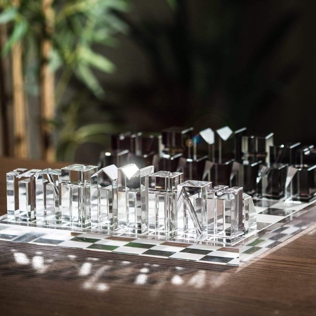 Décor de jeu d'échecs en cristal