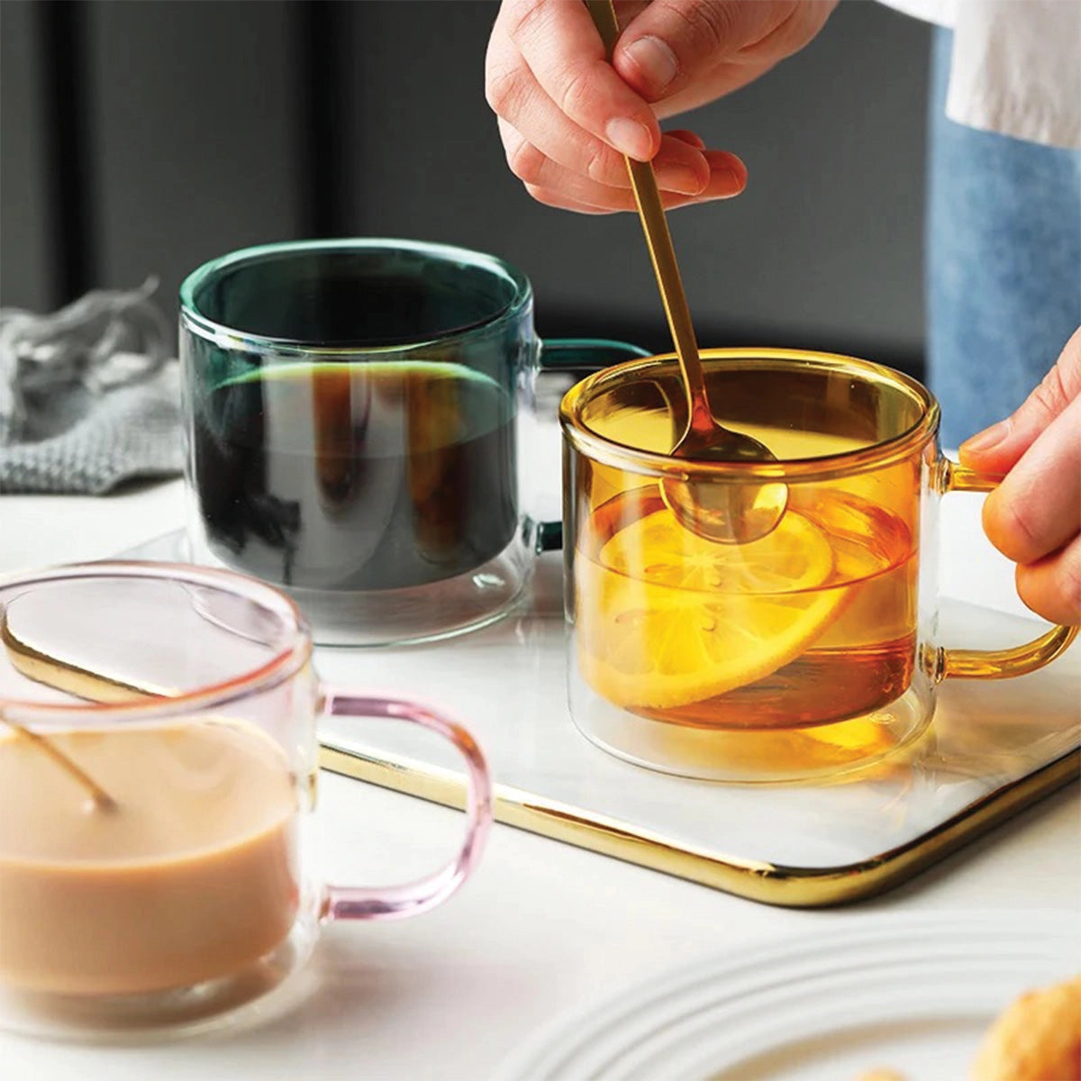 Amber Glass Mug - Hållbar, Värmebeständig Kaffe- och Te-kopp