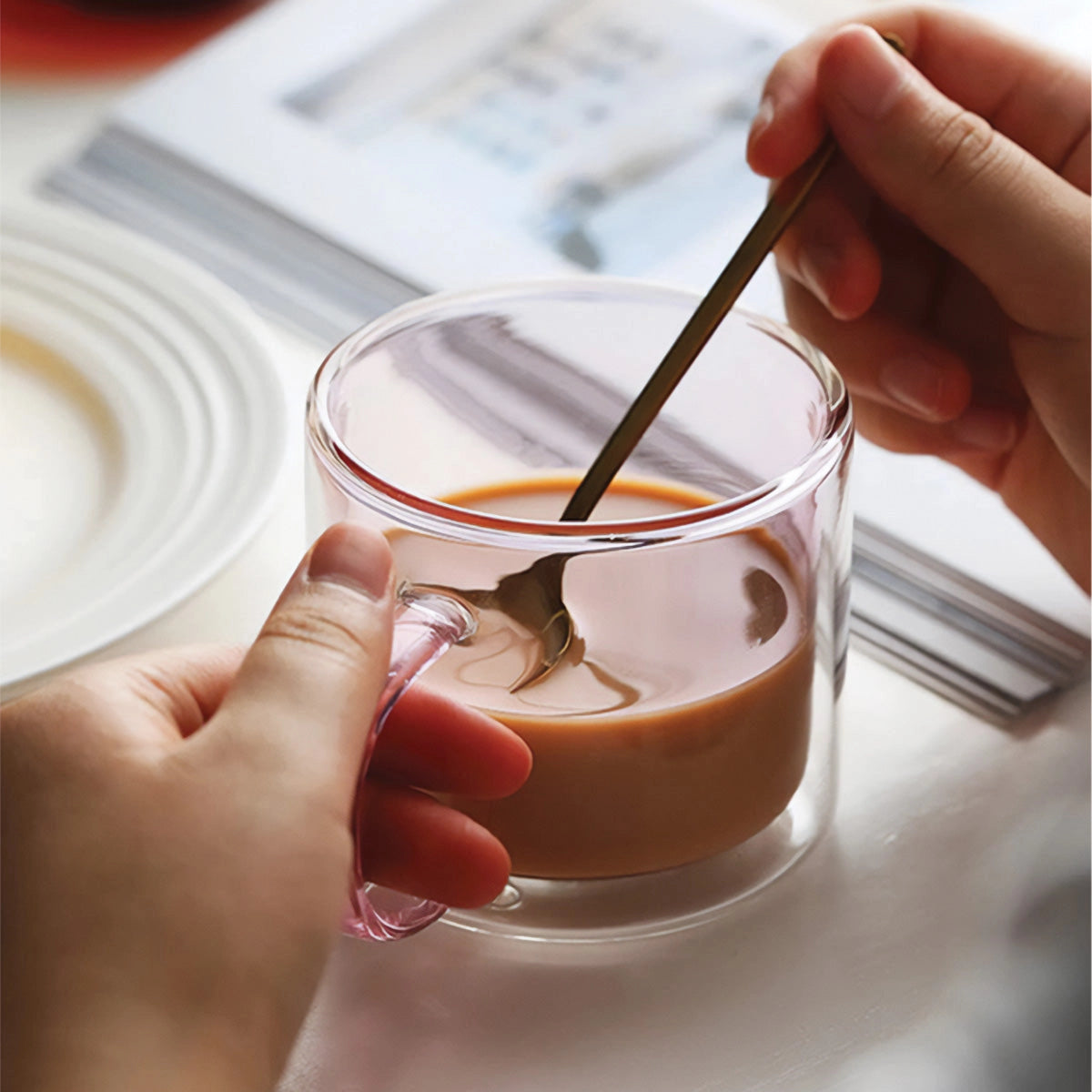 Amber Glass Mug - Hållbar, Värmebeständig Kaffe- och Te-kopp